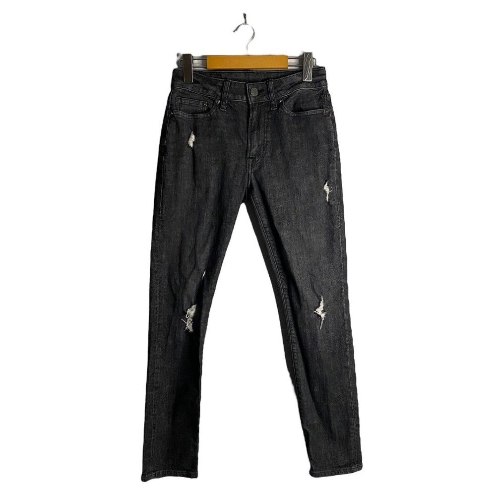 American Eagle Men's Black Wash Slim Distressed Denim Jeans